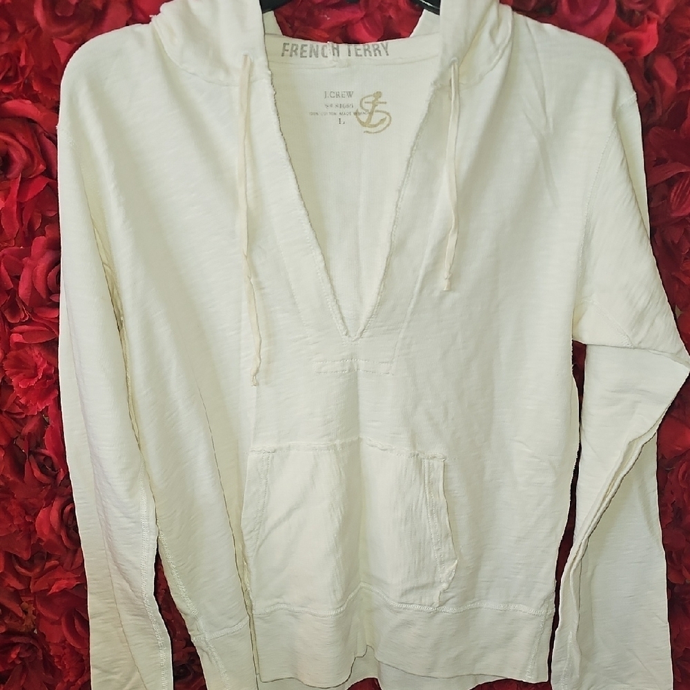 J.Crew Women's Cream French Terry Hoodie Size Large